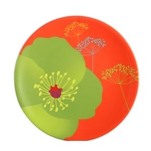 Felli Natural Flower Printing Round Plate Red and Green 8.5inch Felli Natural Flower Printing Round Plate Red and Green 8.5inch